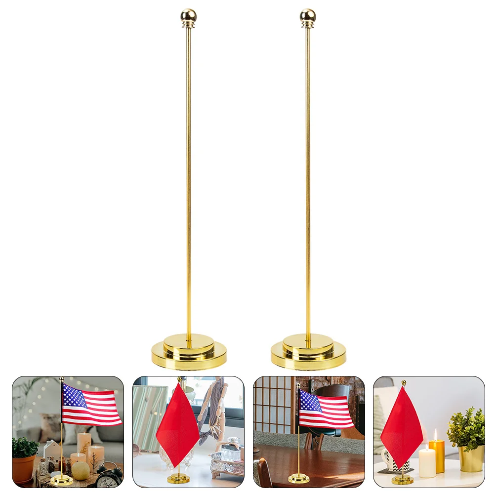 

2 Pcs Table Flag Pole Sign Bracket Display Home Advertising Car Wear-resistant Base Household Holder Plastic Office