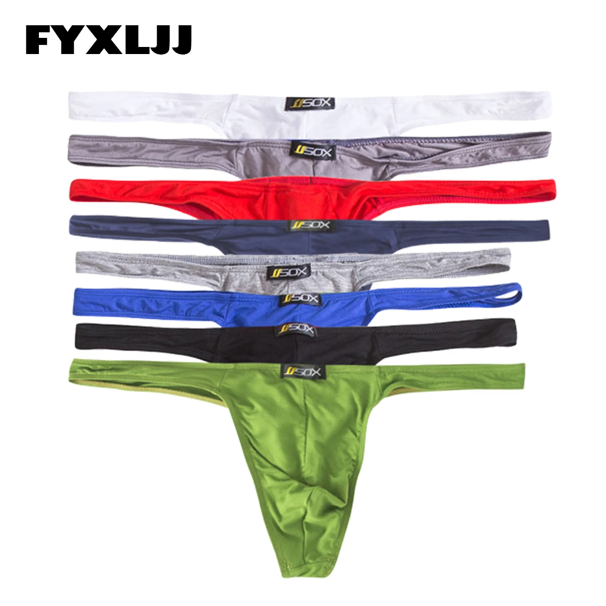 FYXLJJ 4/6/8pcs Hot Men Solid Color T Back G String Thong Low Waist Mens Briefs Panties Sexy Pouch Convex Bikini Underwear Cueca
