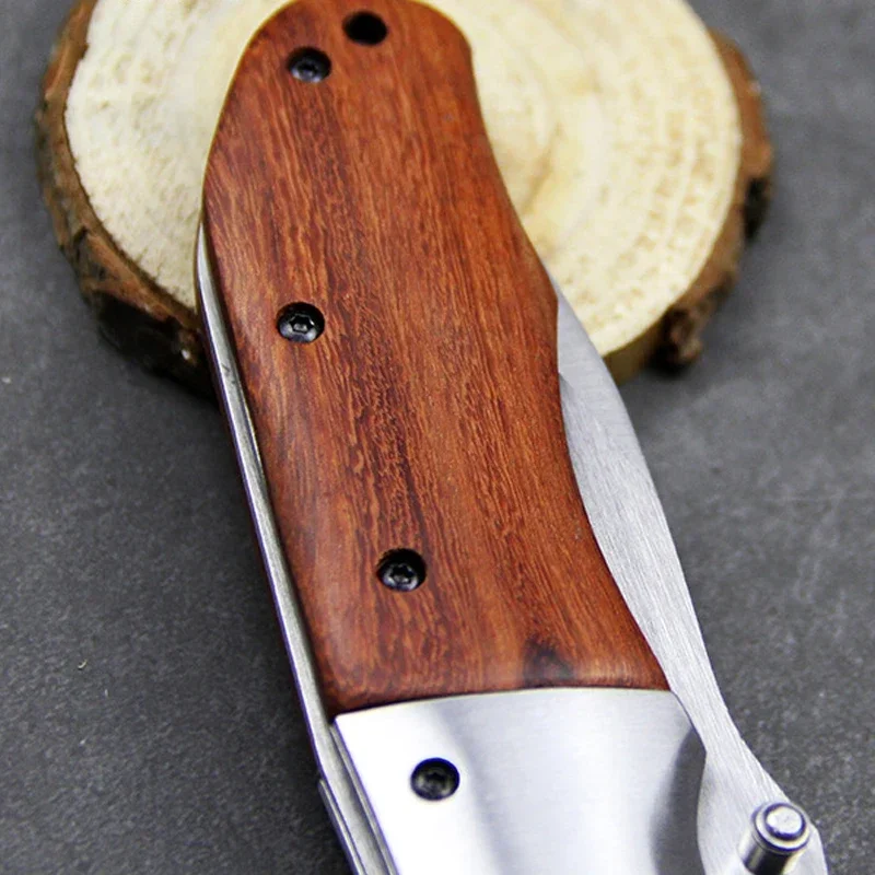 Складной нож 7Cr13 с рукояткой из розового дерева Универсальный Тактический