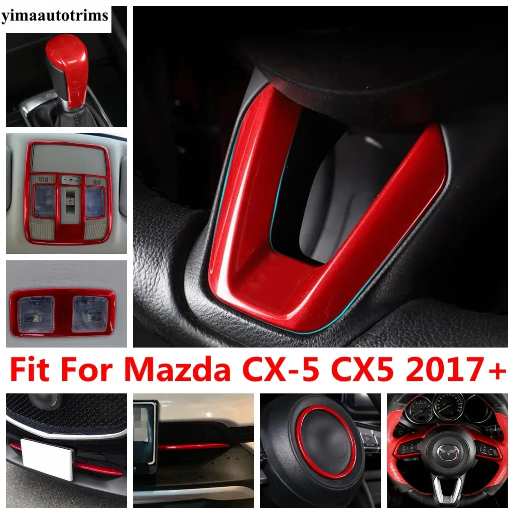 

Steering Wheel U Ring Gear Head Bottom Grill Racing Strip Reading Light Cover Trim Accessories For Mazda CX-5 CX5 2017 - 2023