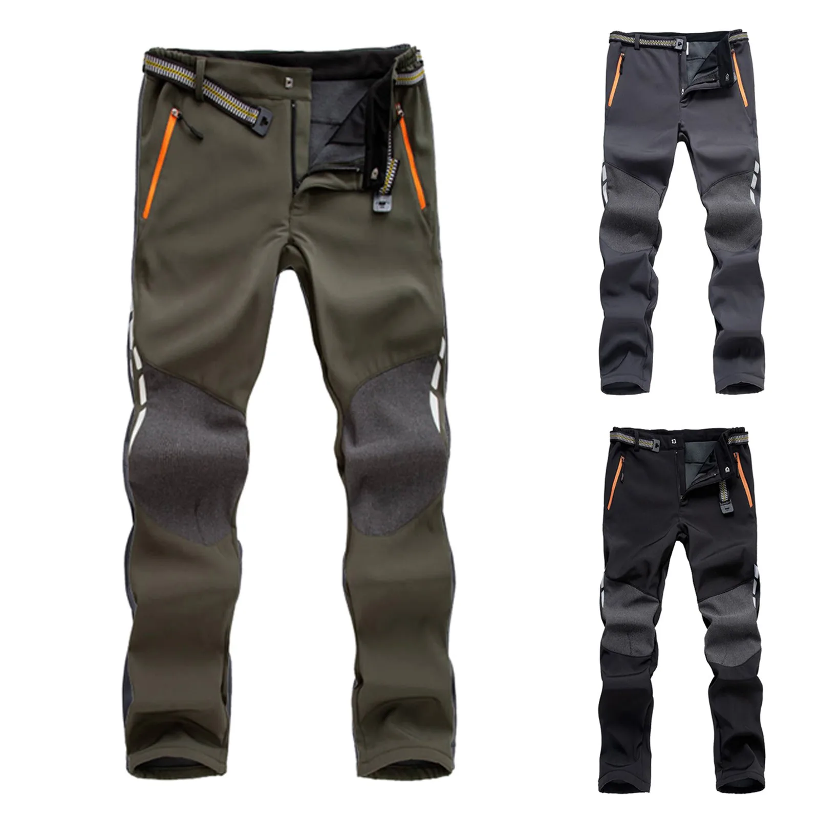 

Softshell Fitness Fleece Men's Color Trousers Block Lined Outdoor Trousers Hiking Trousers Warm Men's With Pockets Trekking