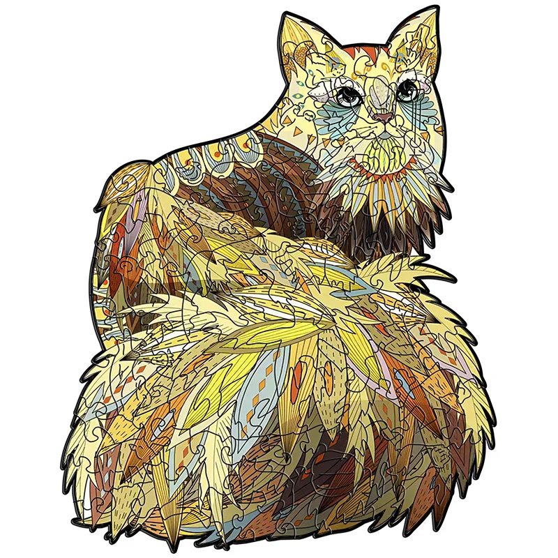 

Cat Puzzle Wooden Jigsaw Alien Animal Irregular Piece Colorful Popular Design Puzzles for Baby Gift Decompression Wholesale