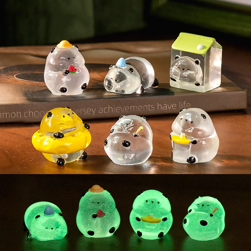 Светящиеся мини-фигурки панды миниатюрные микропейзажный орнамент светящийся в