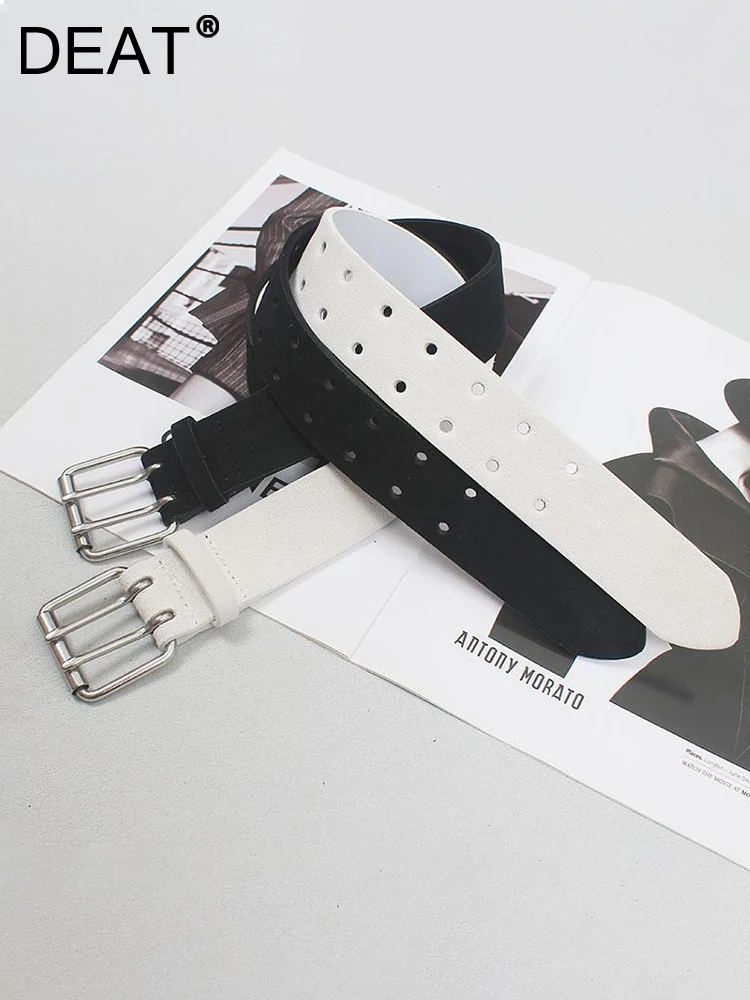 

DEAT Fashion Women Belt Double Breasted Adjustable Solid Color Metal Buckle Versatile Female Girdle Summer 2023 New Tide 17A9603