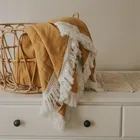 плед одеяло пеленки для новожденных муслиновые пеленки  Пеленальное Одеяло для новорожденных, детское одеяло с кисточками, хлопковое муслиновое Пеленальное Одеяло, одеяло для новорожденных, банная марля