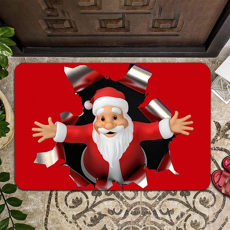 

Рождественский дверной коврик, нескользящий коврик в виде Санта Клауса, аксессуары для дома, рождественские подарки, с новым годом 2023, 40x60 см