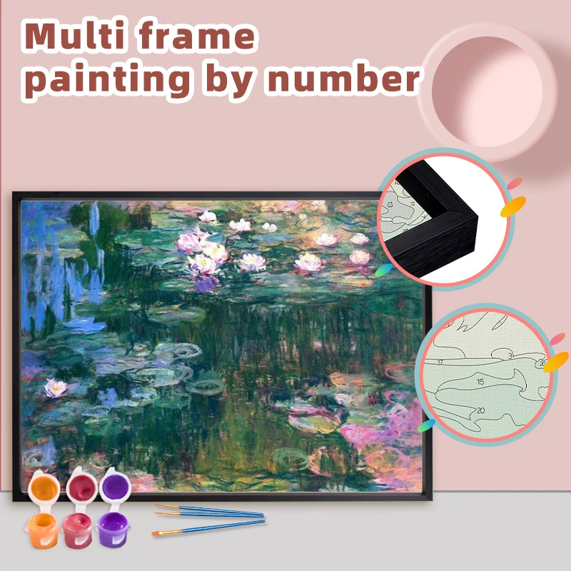 

CHENISTORY 60x75cm DIY With Multi Aluminium Frame Kit Oil Painting By Numbers Lotus For Adults Scenery Coloring By Numbers Decor