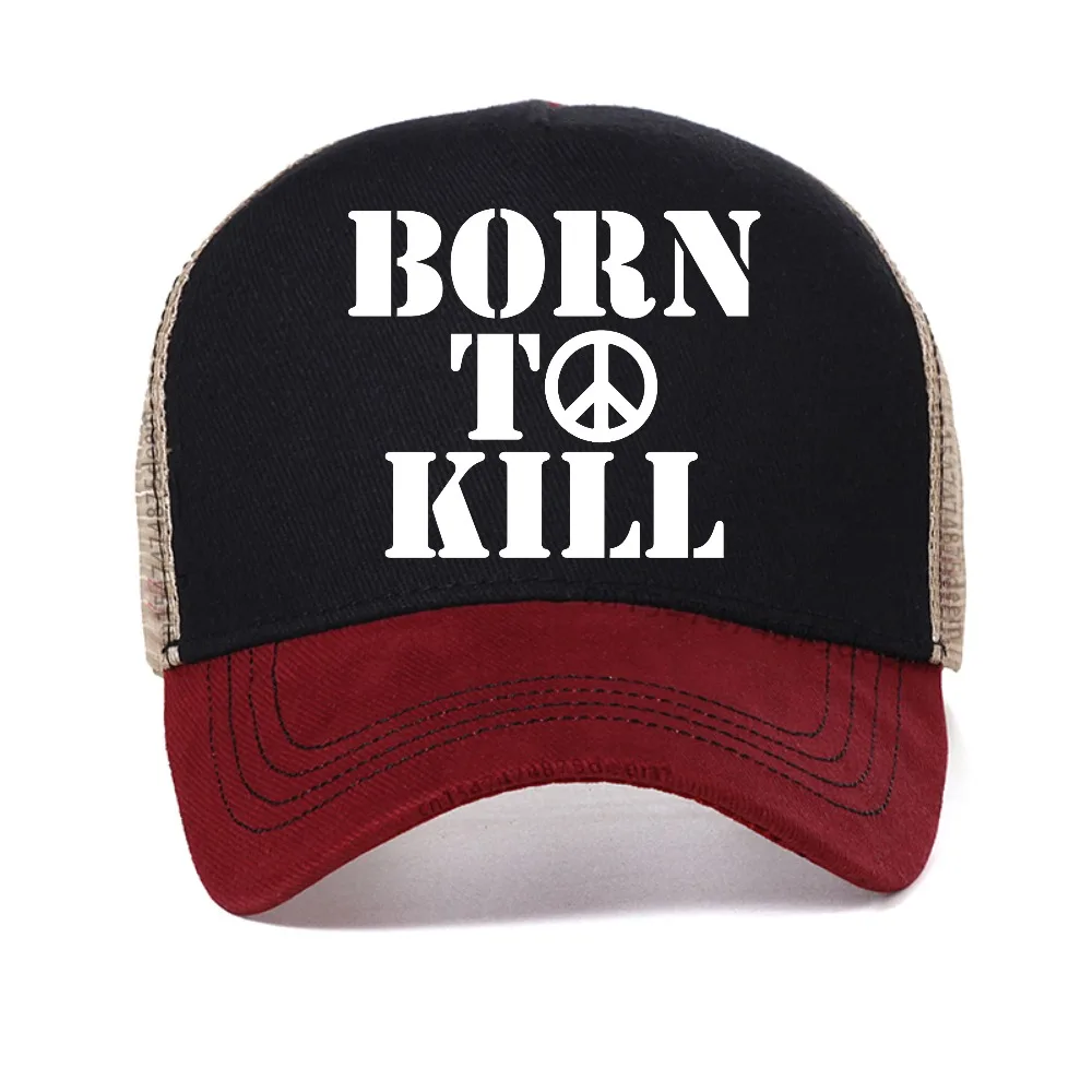 Фото Бейсболка Born To Kill Camiseta la Chaqueta Militar, модная ретро-кепка унисекс, повседневная сетчатая кепка-трукер, регулируемая кепка с застежкой-снэпбэк. №1