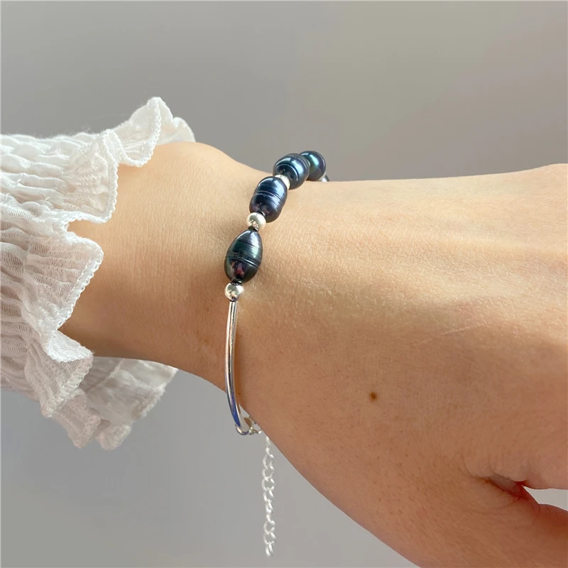 Женский браслет из серебра 925 пробы с натуральным пресноводным жемчугом |