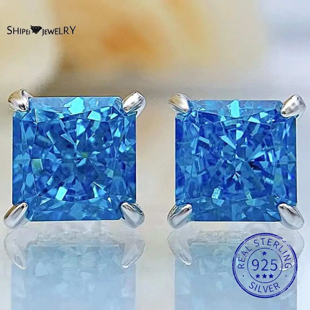 

Shipei 100% 925 Sterling Silver Crushed Ice Cut Created Moissanite Diamonds Gemstone Ear Studs Earrings Fine Jewelry Wholesale