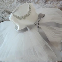 baby girls princess dress white flower girl dresses for weddings mesh solid birthday evening dresses 2 3 12 years children gowns