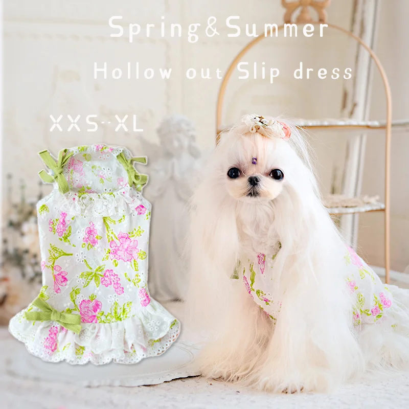 

XXS Pet Clothes Small Dog Dress Summer Puppy Skirt Slip Floral Dress for Pets Pomeranian Teddy Corgi Bichon Shih Tzus Clothing