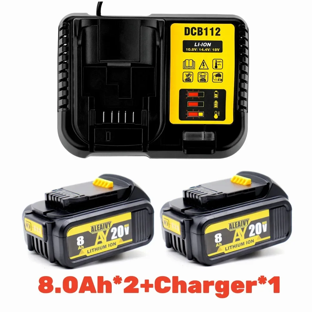 Фото Оригинальный литиевый сменный аккумулятор DCB200 20 в 8000 мАч для Dewalt 18 в DCB184 DCB200 DCB182 DCB180 DCB181 DCB182 DCB201 DCB206 №1