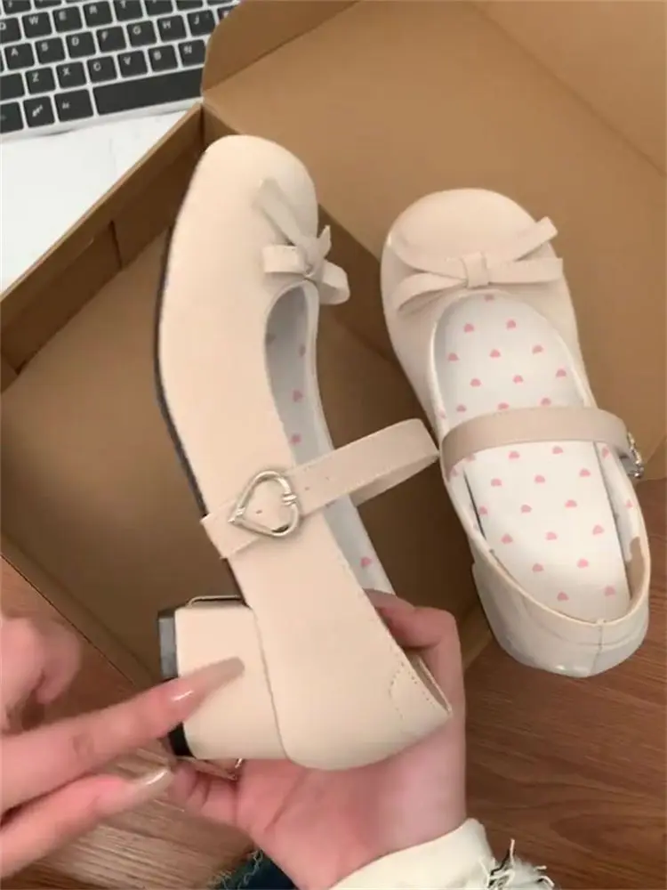 Kawaii Sweet Mary Janes Shoes женские летние новые однотонные туфли на платформе в японском