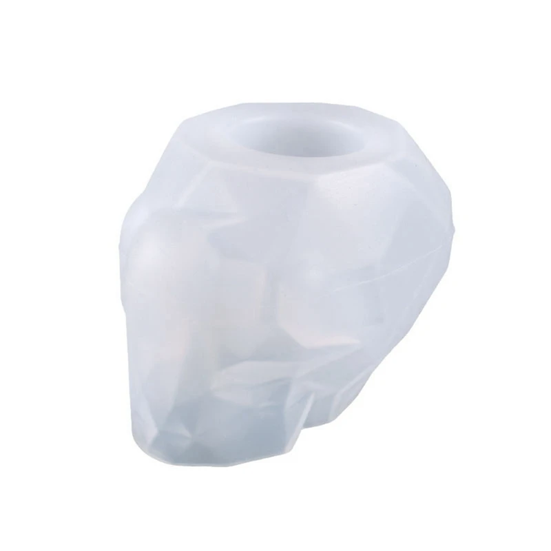

BMBY-DIY Crystal Epoxy Mould Faceted Skull Pen Holder Succulent Flower Pot Silicone Mould