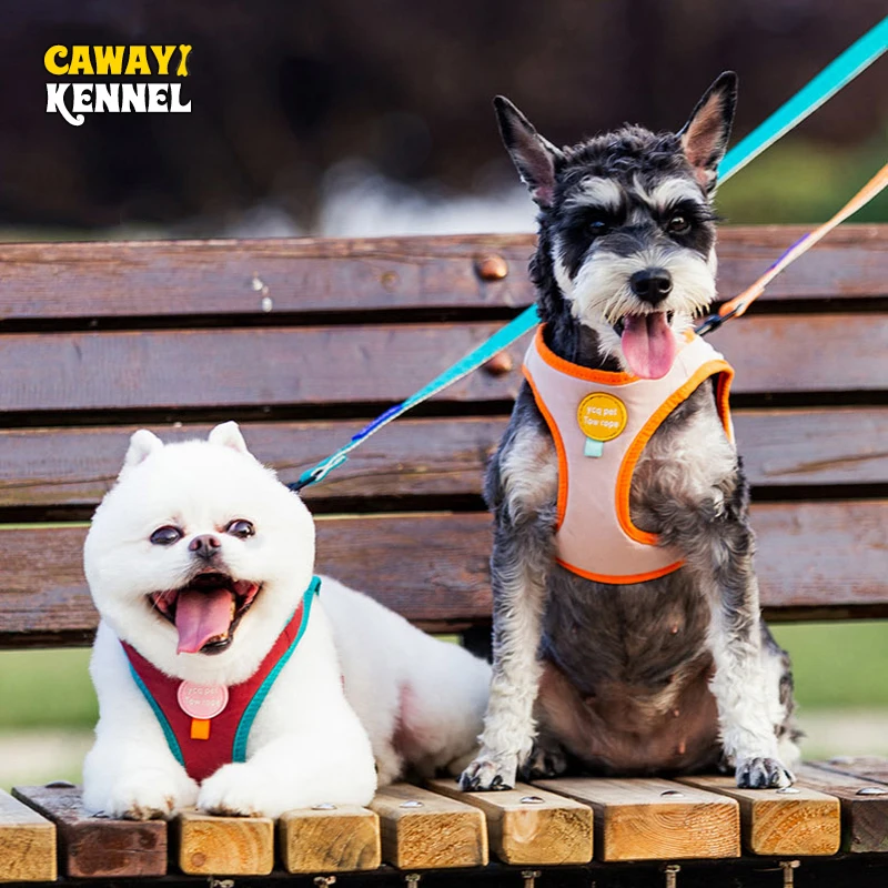 

CAWAYI KENNEL Pet Harness + Leash Set Training Walking Leads for Small Cats Dogs Reflective Harness Collar Adjust Leashes Set