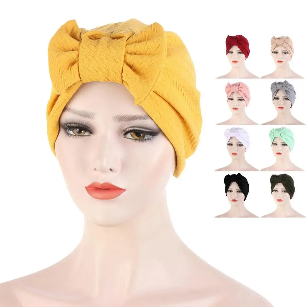 

Stylish Bonnet Hat Resuable Headdress Headscarf Cap Detachable Bow Lady Head Wrap