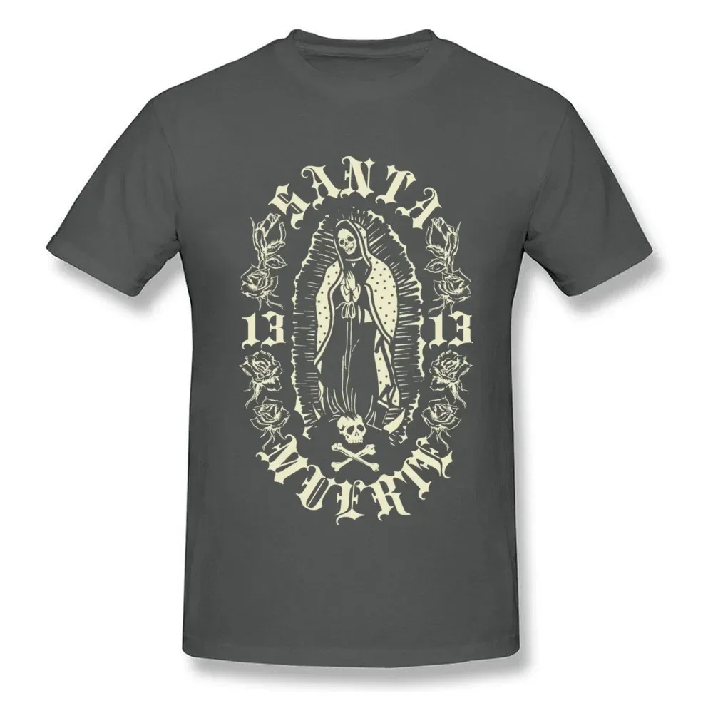 Фото Модный дизайн, футболка Santa Muerte 13, 100% хлопок, с круглым вырезом, летняя повседневная мужская футболка с коротким рукавом, размер S-3XL №3