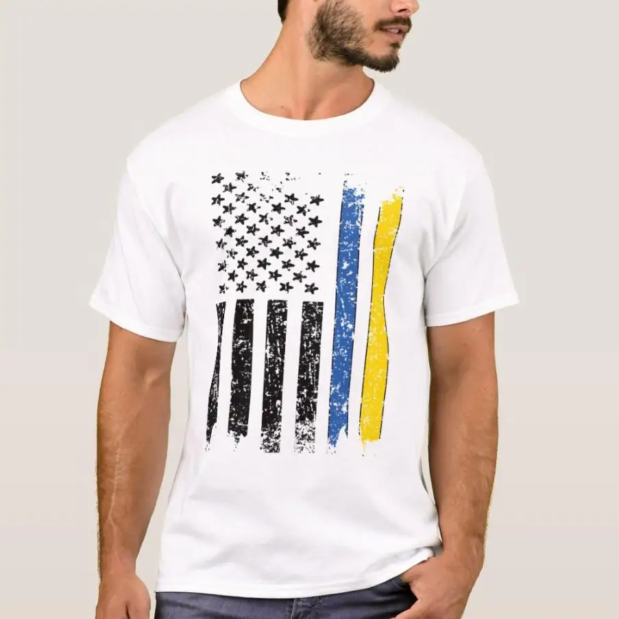 

Half Ukrainian Half American Flag Ukraine USA Men T-Shirt Short Sleeve Casual Cotton O-Neck Summer T Shirts