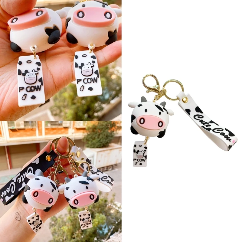 

Cartoon Cow Shape Keychain Keyrings Commemorative Keychains PVC Material Keys Rings Car Keys Jewelry Gift for Women Girl T8DE