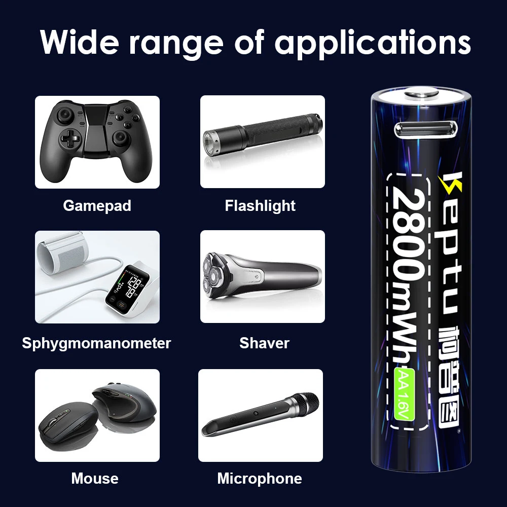 4-24 шт. KEPTU 1 6 В 2800 МВтч батарея типа АА Ni-Zn AA аккумуляторные батареи aa USB для игрушек