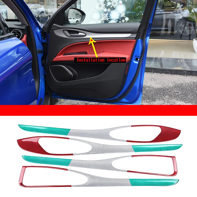 

Real Carbon Fiber Car Interior Door Decoration Panel Cover Trim Door Panel for Alfa Romeo Stelvio 2017- 2020 Car Accessories