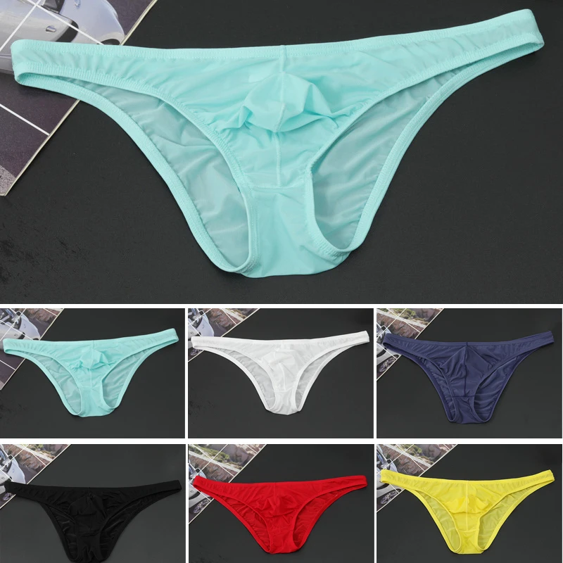 

Ice Silk Men's Bikini Underwear Low-Waist Male Panties Sexy Underpant Translucent Briefs Triangular Shorts