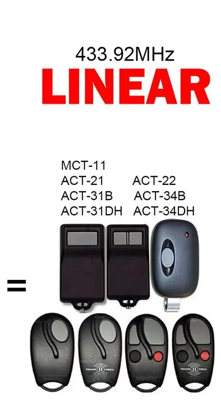 Фото Совместимые с LINEAR открыватели гаражных ворот MCT-11 ACT-21 ACT-22 ACT-31B ACT-34B ACT-31DH ACT-34DH 4339.2 МГц №1