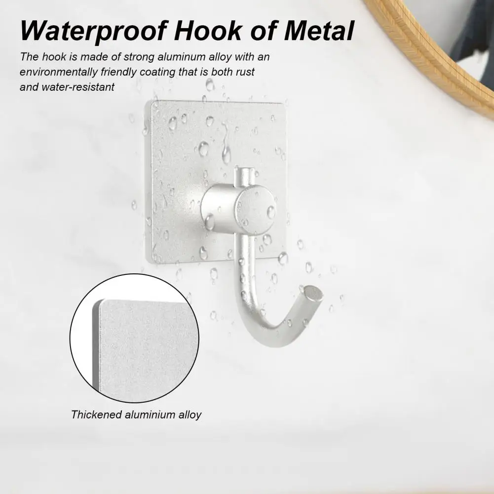 

Heavy Duty Self Adhesive Hooks Seamless Rustproof Bathroom Tower Hanging Hooks Strong Load-bearing Wall Mounted Solution