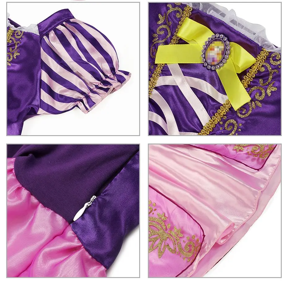 Платье принцессы Рапунцель со светодиодной подсветкой для девочек вечернее