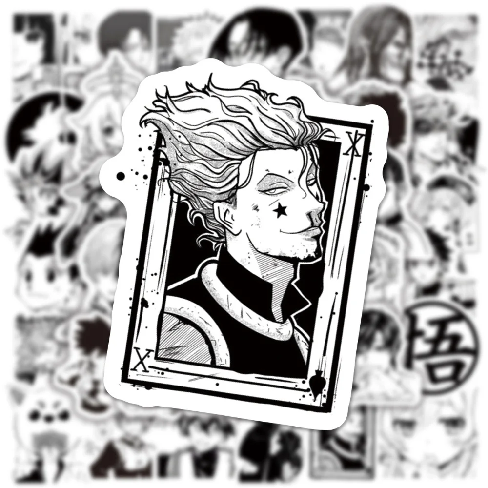 

100pcs Black and White Mixed Anime Naruto Demon Slayer Stickers DIY Luggage Laptop Phone Cool Cartoon Kids Sticker Decals