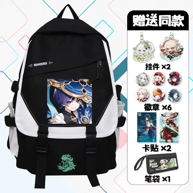 

Anime Game Genshin Impact Cos Kokomi Eula Nilou Balladeer Nahida Etc. Unisex Leisure Travel Cartoon Print Storage Backpack