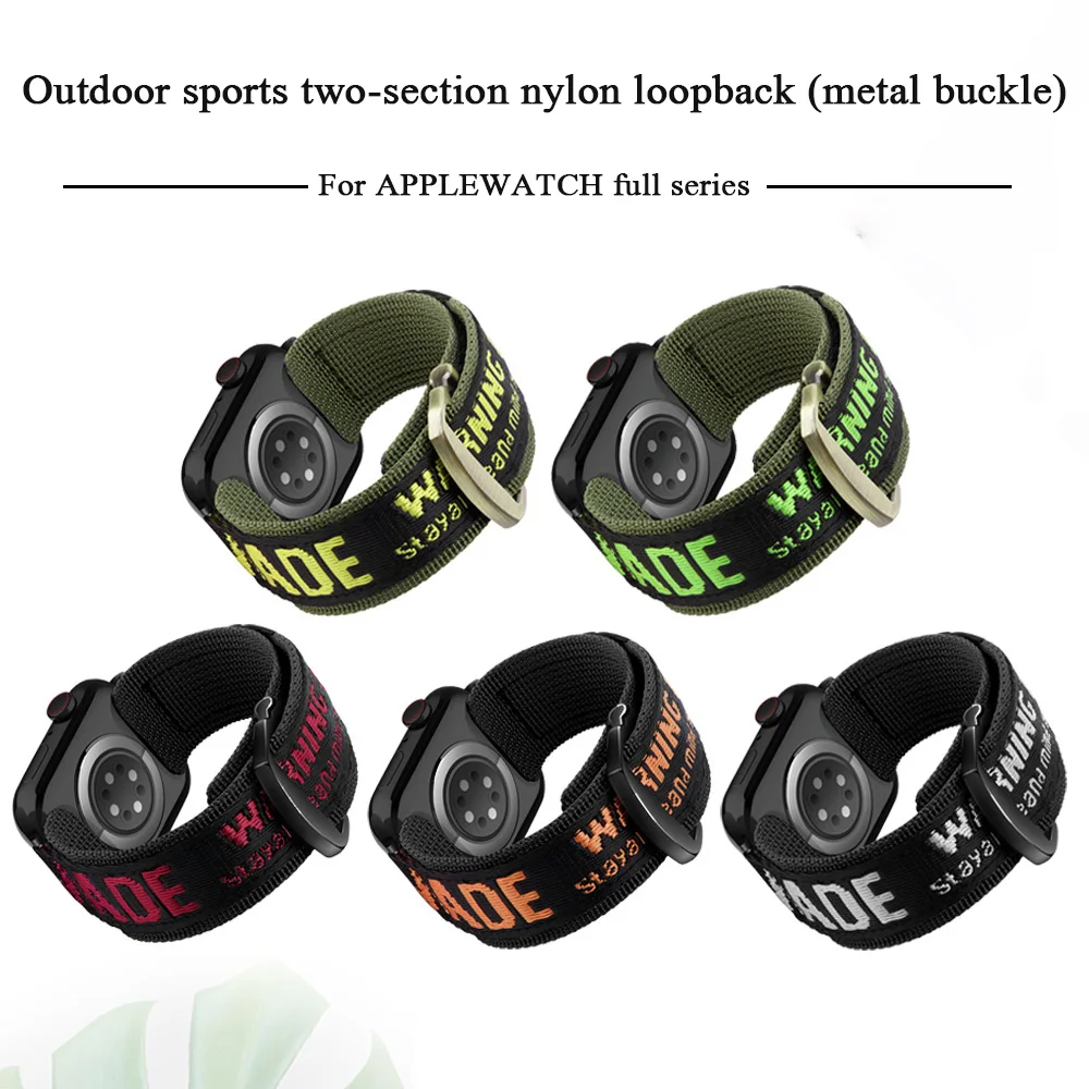 Nylon Loop Strap For Apple Watch Series 8 7 45mm Strap SE 6 5 3 44 42 41 40 38mm Outdoor Sport Wriststrap for Iwatch Watchstrap