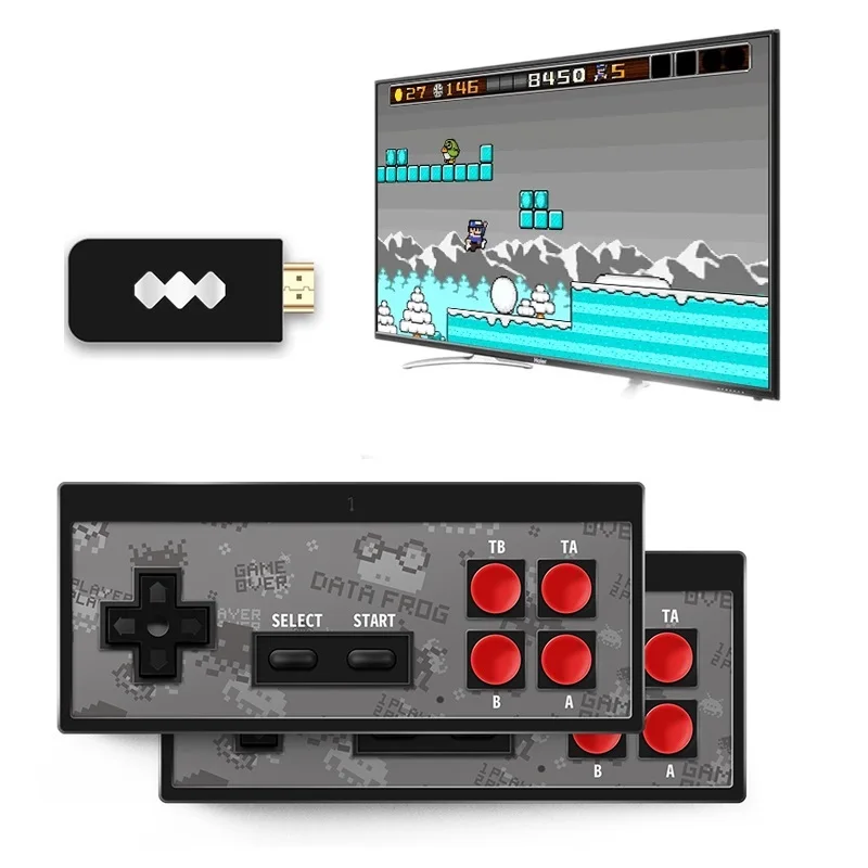 

Data Frog USB Wireless Handheld TV Video Game Console Build In 1700 NES 8 Bit HDMI-compatible Retro Game Console Dual Gamepad