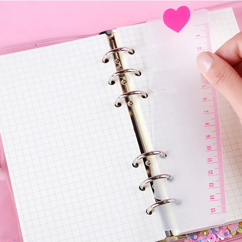 

2 Pcs Ruler A5 A6 Love Frosted Planner Agenda Dailybook For 6 Holes Loose Leaf Spiral Notebook Organizer Sketchbook Accessories