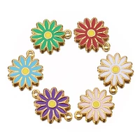 5pcs stainless steel enamel sunflower pendant for necklace diy daisy flower charms dangles jewelry bracelet connectors making