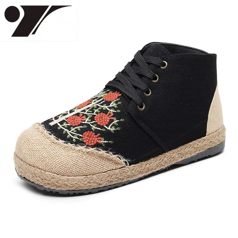 

Осенне-зимняя модная женская обувь с вышивкой, Элегантные классические туфли в этническом стиле с хлопковой подкладкой, Женская Тканевая о...