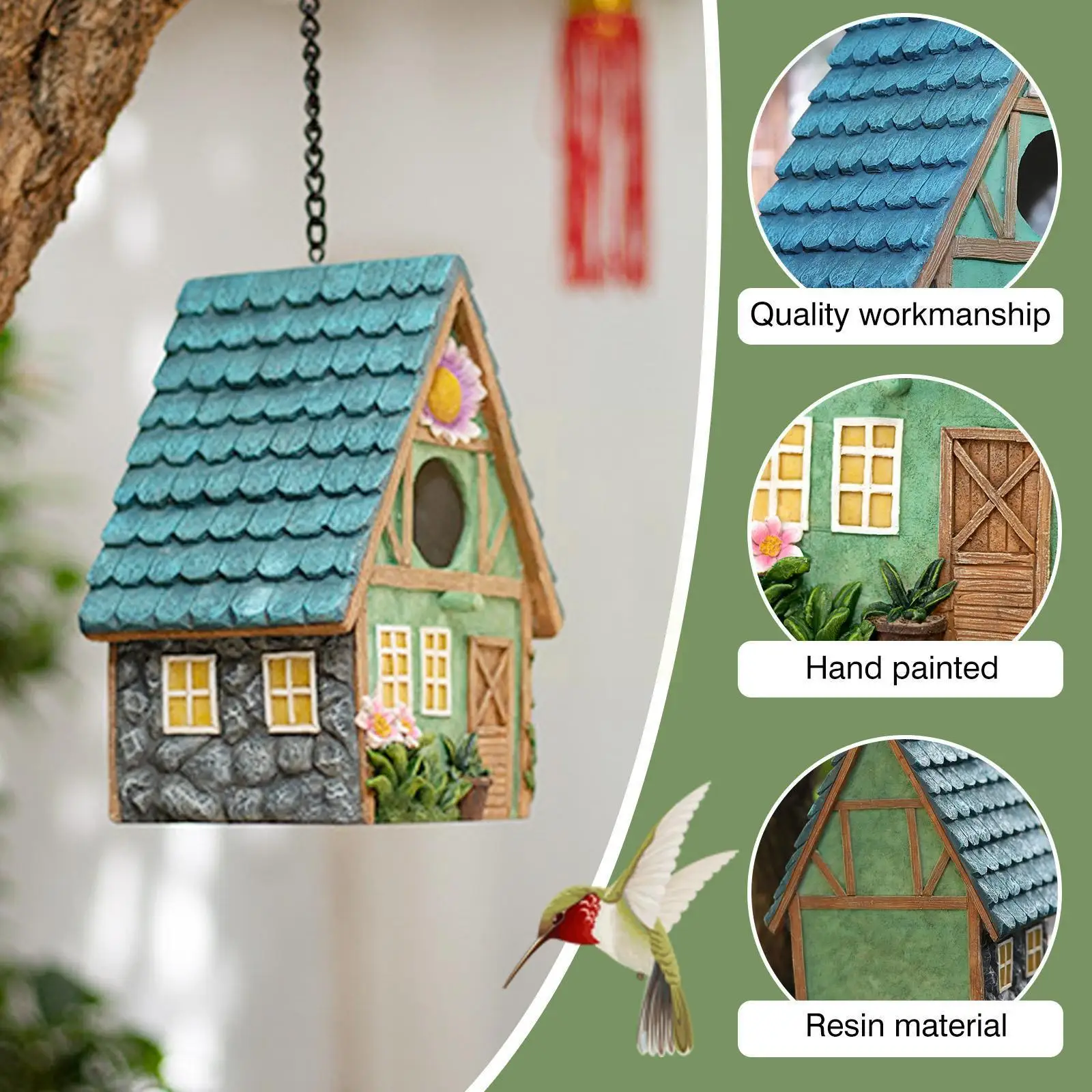 

Hanging Bird House Outdoor Courtyard Decorative Bird Houses Hand-Painted Birdhouses For Outdoor Hanging Backyard Decor X5K1