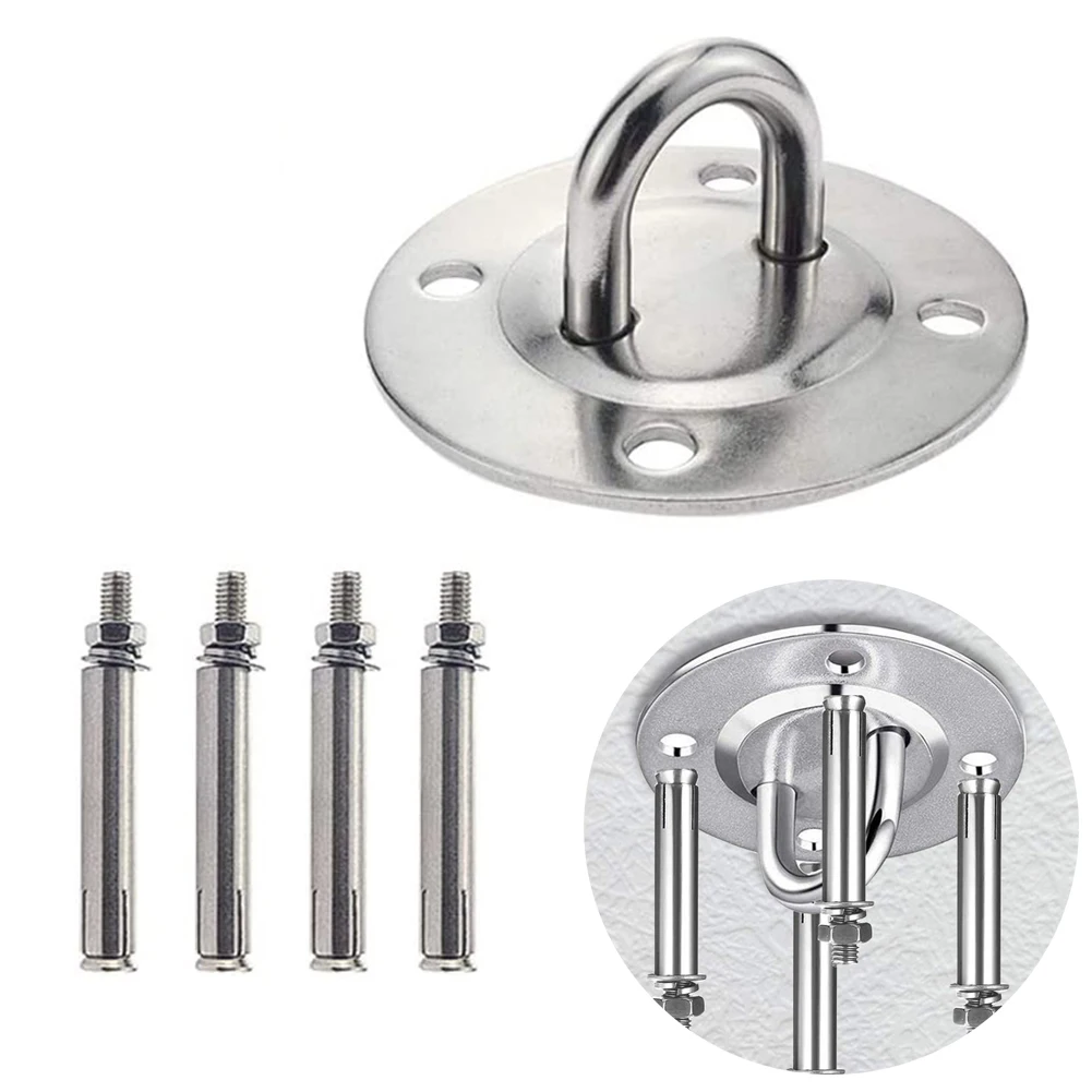

1pc Heavy Duty Ceiling Hanging Hook Set Stainless Fixed Pad Eye Plate Swing Chair Bracket Swing Top Buckle Hardware Tool