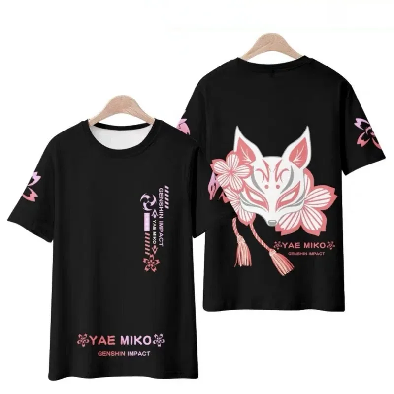 Yae Miko-Women's Genshin Impact 3D футболки игровые Уличная Повседневная одежда Camiseta extragrande Y2K