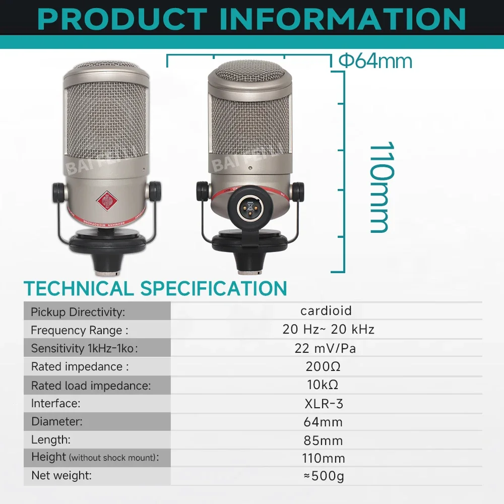 BAIFEILI BCM104 Профессиональный высококачественный портативный комплект