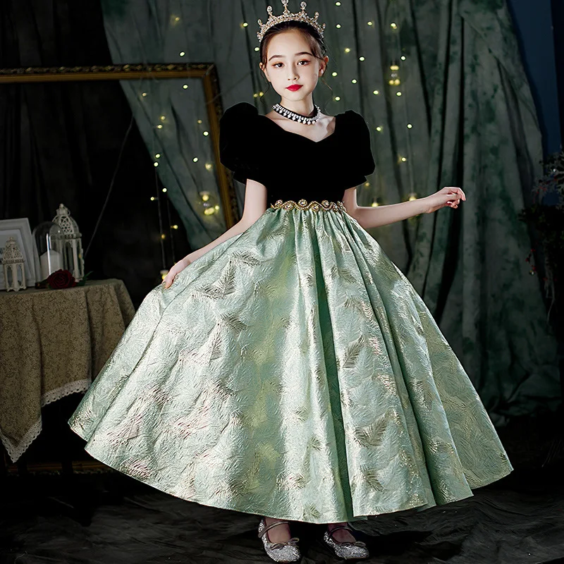 

Kids Dresses For Party Wedding Dress velvet Children Pageant Gown Gorgeous Girls Princess long Dress Toddler Girl Clothing