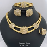 Gold Plated Jewelry Set For Women Fashion Women's Necklace Earrings vergoldete Halskette Schmuck indisch