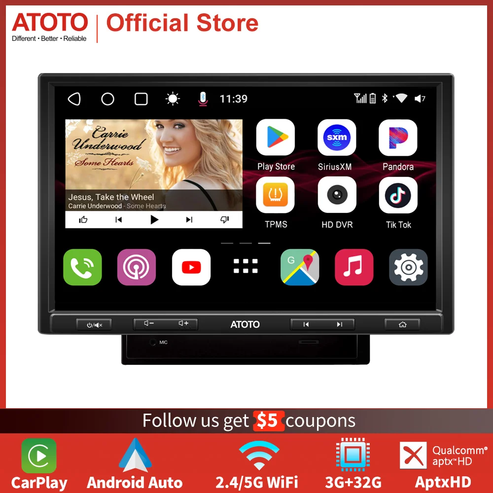 

Автомагнитола ATOTO, стерео-система на Android, с сенсорным экраном 10,1 дюйма, Bluetooth, 4G, Wi-Fi, типоразмер 2 Din