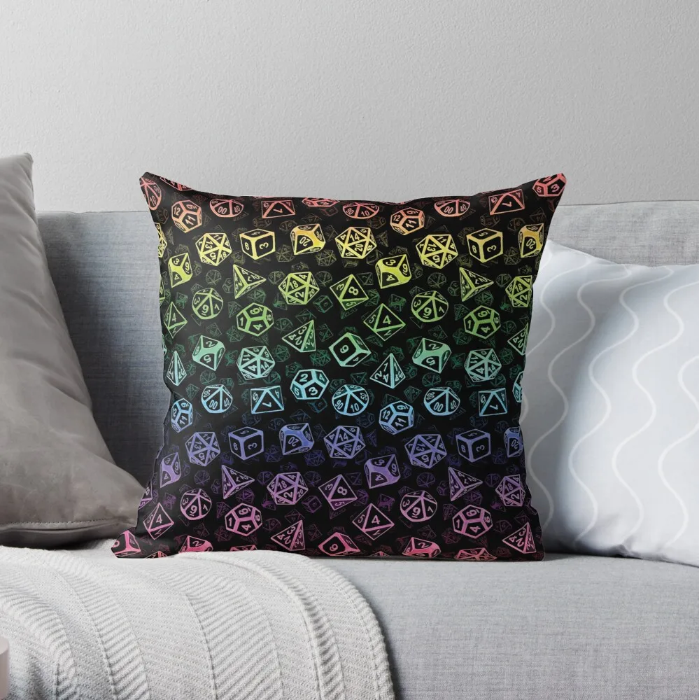 

Pillowslip D20 Dice Set Pattern (Rainbow) Throw Pillow 100% Cotton Decor Pillow Case Home Cushion Cover 45*45cm