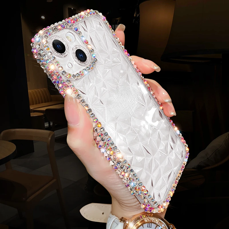 

NEW Arrival Glitter Bling Diamond Transparent Soft Phone Case For iPhone 13 12 Pro Max 11 X XS XR 7 8 Plus SE 3 Clear Silicone C