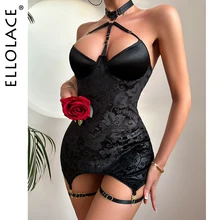 Ellolace Embossed Slim-Fit Dress Halter Sexy and Elegant Mini Short Dresses Backless Silk Luxury Outfit Summer Bodycon Sundress