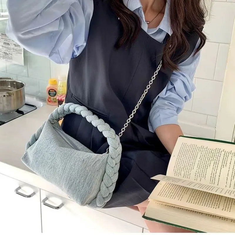 2024 модная плетеная ручная сумка с узлом женская сумка-мессенджер цепочкой