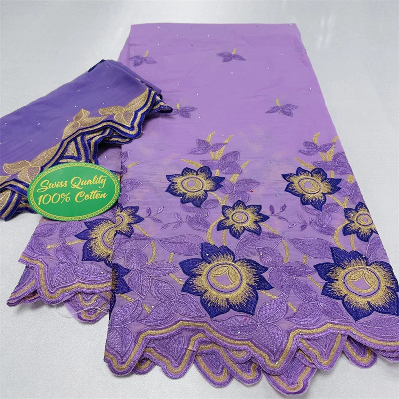 

7 yard With Scarf Swiss lace fabric latest Dry lace embroidery African 100% cotton fabrics Swiss voile lace Dubai style 9L9232