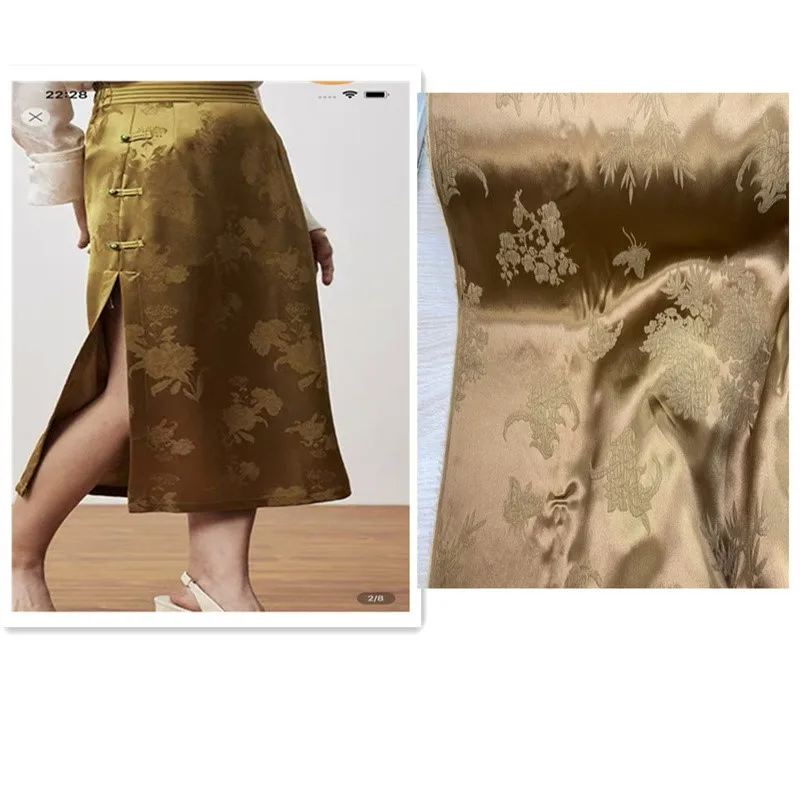 Шелковый креп 140 Ширина 28 м Миньон Maimai хлопковая чайная золотая ткань